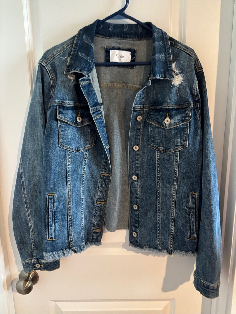 Kancan Medium Blue Distressed Denim Jacket